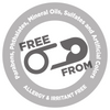 basq NYC Safety Pin Logo: Free From allergens, irritants, parabens, phthalates, mineral oil and sulfates. No artificial colors